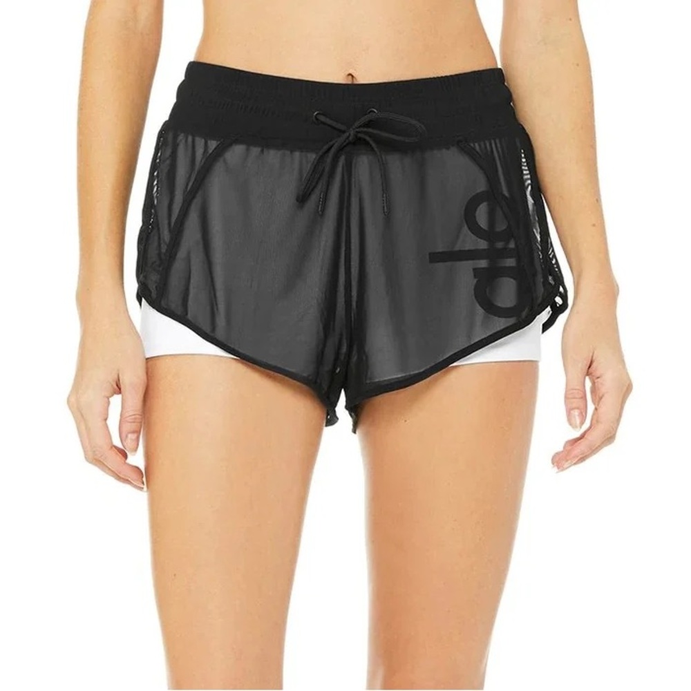 ALO Yoga Black / White Ambience Athletic Shorts